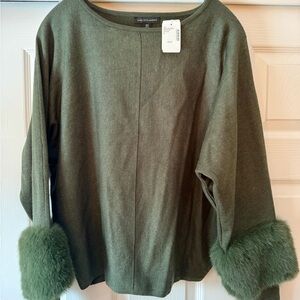 Sal’s Fifth Avenue Sweater with Faux Fur Cuffs